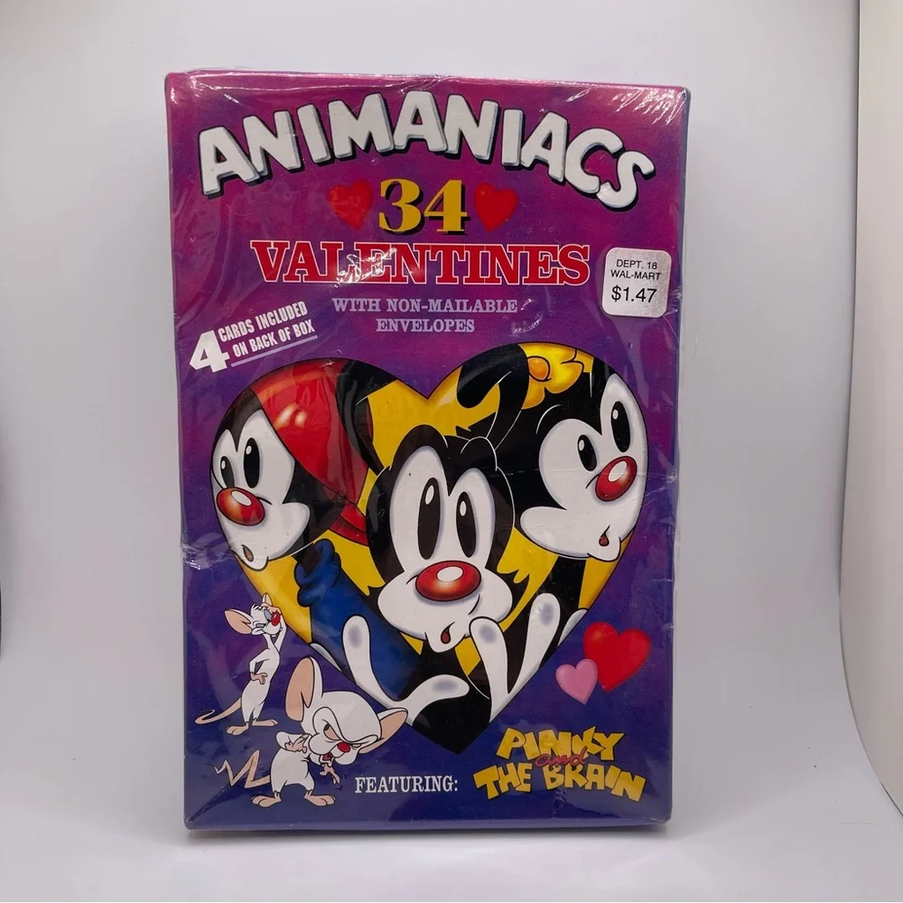 Animaniacs Pinky & The Brain Valentine’s Card Ephemera New in Box 1997 Deadstock